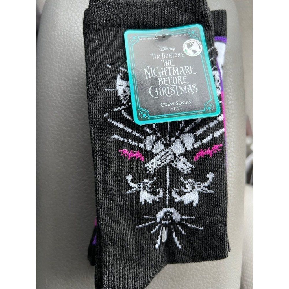 Disney Tim Burton's Nightmare Before Christmas Women 4-10 Crew Socks, 2-Pack